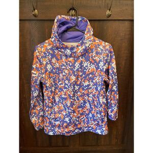 Under Armour Girls YLG Purple Orange Printed Fleece Hoodie Sweatshirt